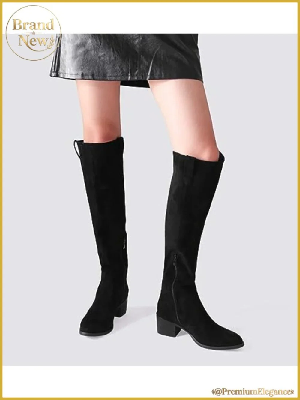 Over The Knee Thigh High Chunky Heel Pointed Toe Faux Suede Boots
